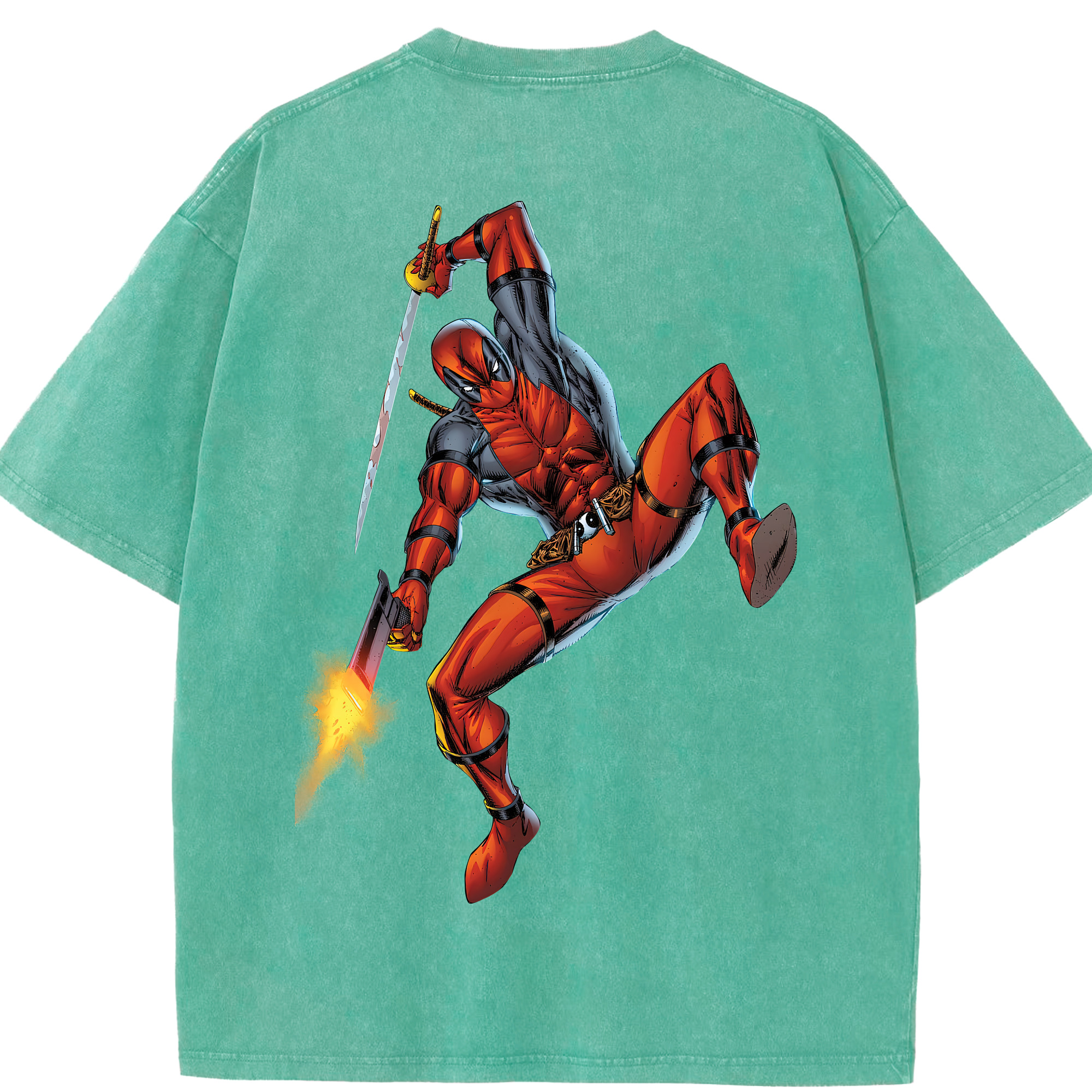 （画像用） Deadpool デッドプール 綿100% ヴィンテージ風 半袖Tシャツ（背面プリント）